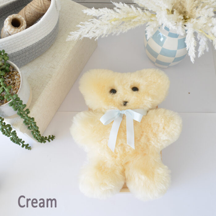 Tambo Teddies Bickie Bear teddy in cream woollen sheepskin