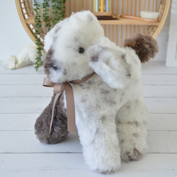 Tambo Teddies lamb teddy in spotty woollen sheepskin