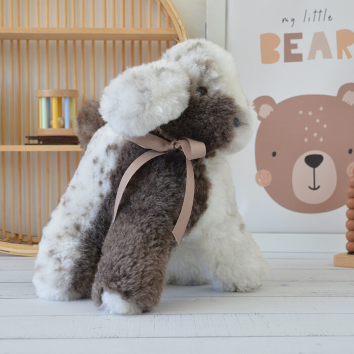 Tambo Teddies lamb teddy in spotty woollen sheepskin
