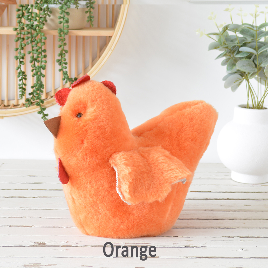 Tambo Teddies Ben's Hen teddy in orange woollen sheepskin chook