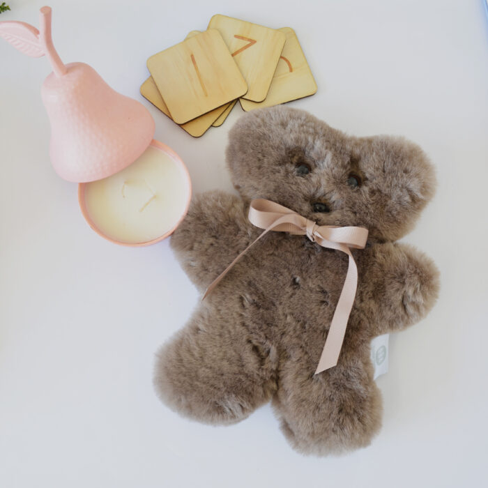 Tambo Teddies Bickie Bear teddy in latte woollen sheepskin
