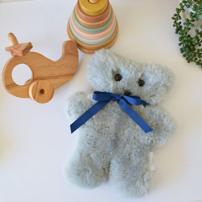 Tambo Teddies Bickie Bear teddy in silver fox woollen sheepskin