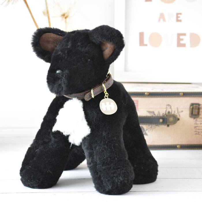 Tambo Teddies Dog teddy in black woollen sheepskin