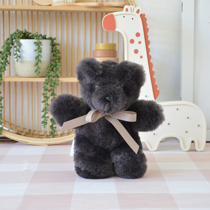 Tambo Teddies Tom Thumb teddy bear in chocolate woollen sheepskin