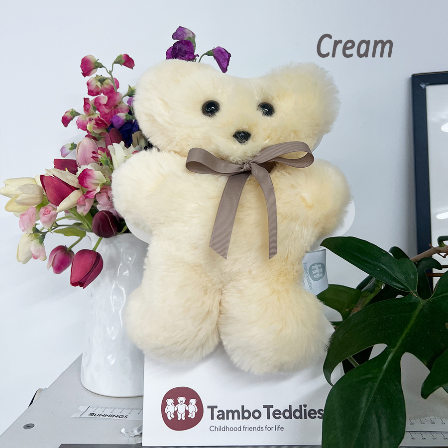 Tambo Teddies Puffy Bickie Bear teddy woollen sheepskin Cream Colour flat teddy