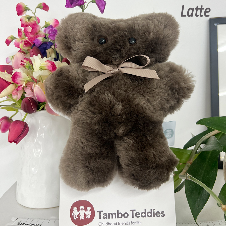 Tambo Teddies Puffy Bickie Bear teddy woollen sheepskin Latte Colour flat teddy