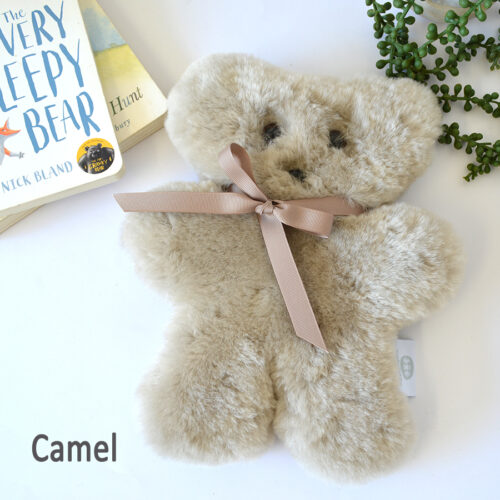 Tambo Teddies Bickie Bear teddy woollen sheepskin Camel Colour