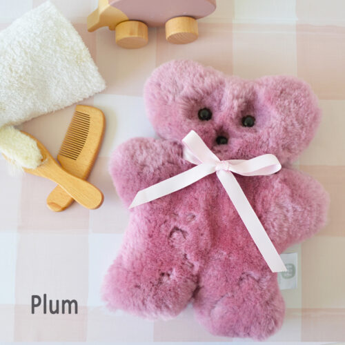 Tambo Teddies Bickie Bear teddy woollen sheepskin Plum Colour