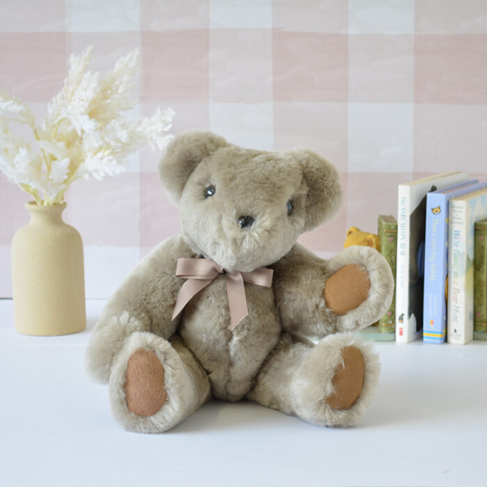 Tambo Teddies Dusty jointed teddy bear in camel woollen sheepskin