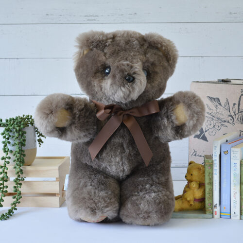 Tambo Teddies Suede Paw Basil teddy bear in latte woollen sheepskin