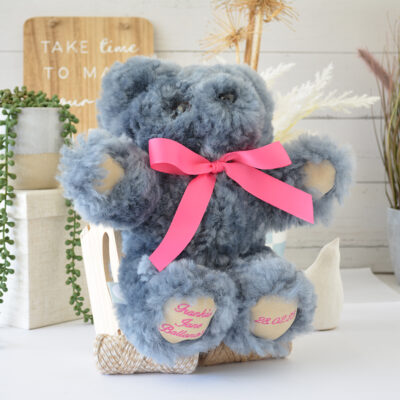 Tambo Teddies Personalised Bear teddy woollen sheepskin Mid Grey Colour