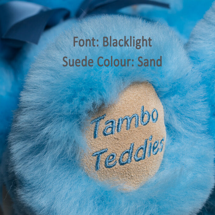 Blue Basil Teddy Bear with Blacklight Embroidery Tambo Teddies