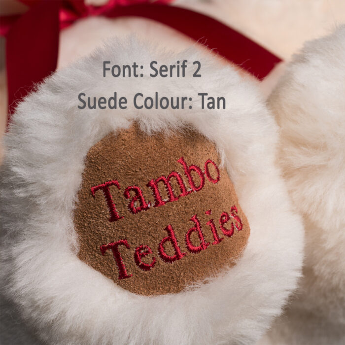 Cream Basil Teddy Bear with Serif 2 Embroidery Tambo Teddies