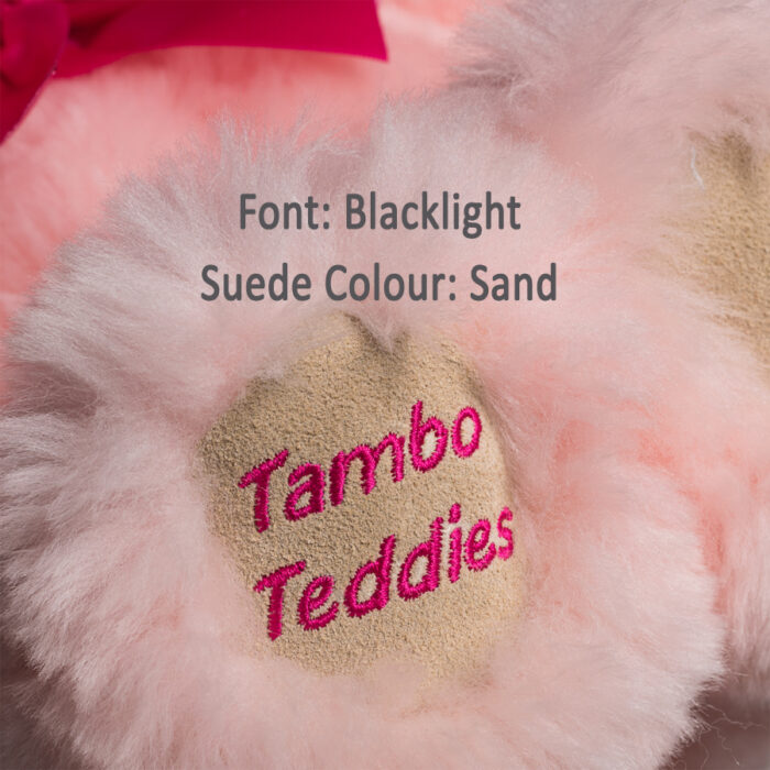 Pink Basil Teddy Bear with Blacklight Embroidery Tambo Teddies