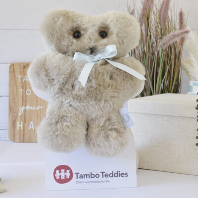 Tambo Teddies Puffy Bickie Bear teddy woollen sheepskin Honey Colour flat teddy